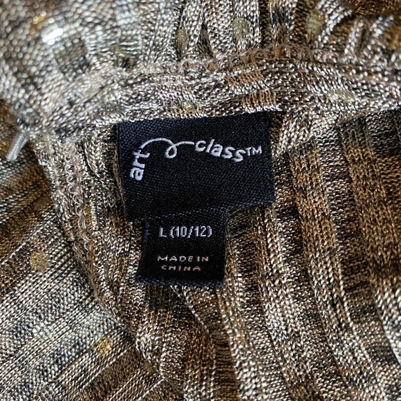 ART CLASS Girl’s Gold Dress with Neck, Arm and Skirt Ruffle, Size L10/12 - Picture 4 of 6